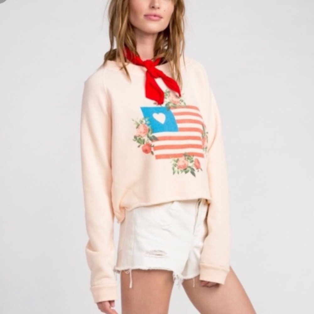 Wildfox flag cropped pullover